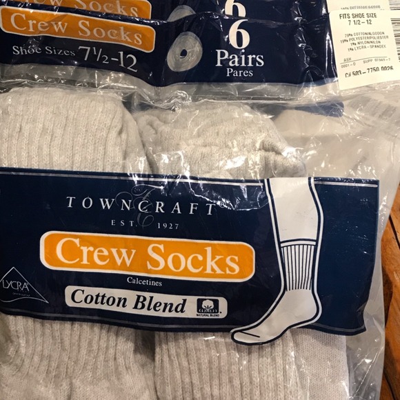 JC Penney Towncraft Crew Socks 7 1/2-12 Cotton Blend  6-Pack NIP  Vtg Gray - Picture 2 of 3